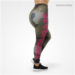 Varsity Stripe Tights, Dark green camo