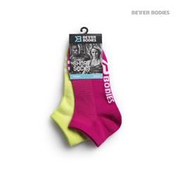 Short Socks 2-pack, Pink/lime